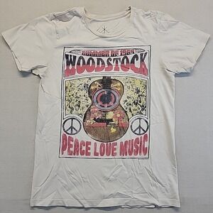 Life Clothing Co Woodstock Peace Love Music Graphic T-Shirt Men's Medium White